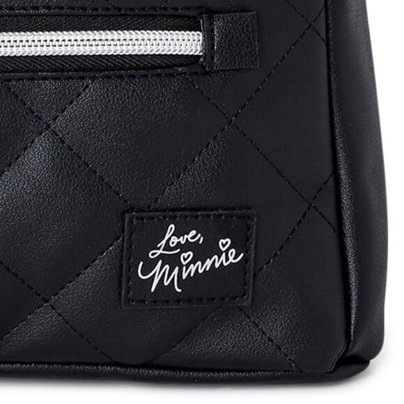NWT Disney Minnie Mouse Quilted Mini Backpack Black Red Bow Vegan Leather NEW - Picture 10 of 15